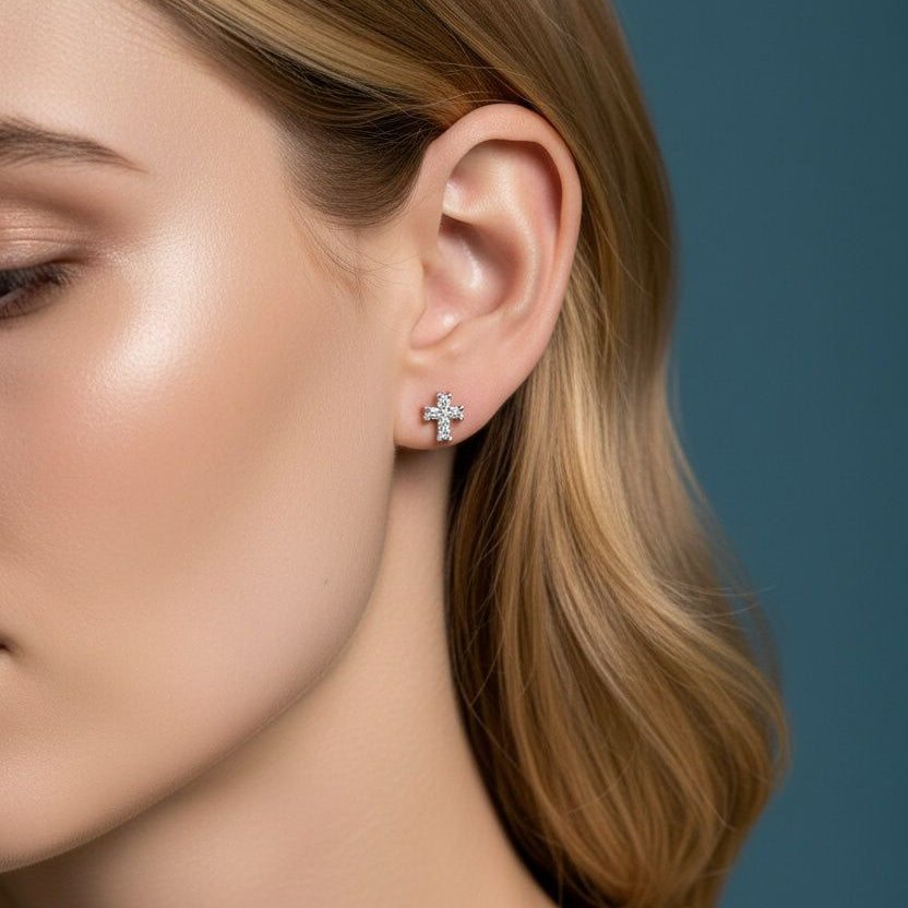 ETERNAL CROSS STUD EARRINGS