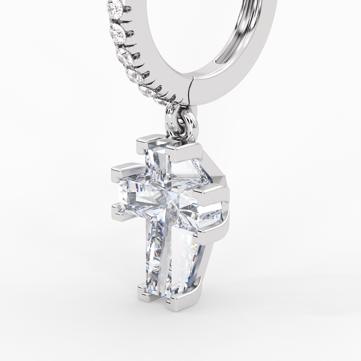 ETERNAL CROSS PAVÉ HOOP EARRINGS