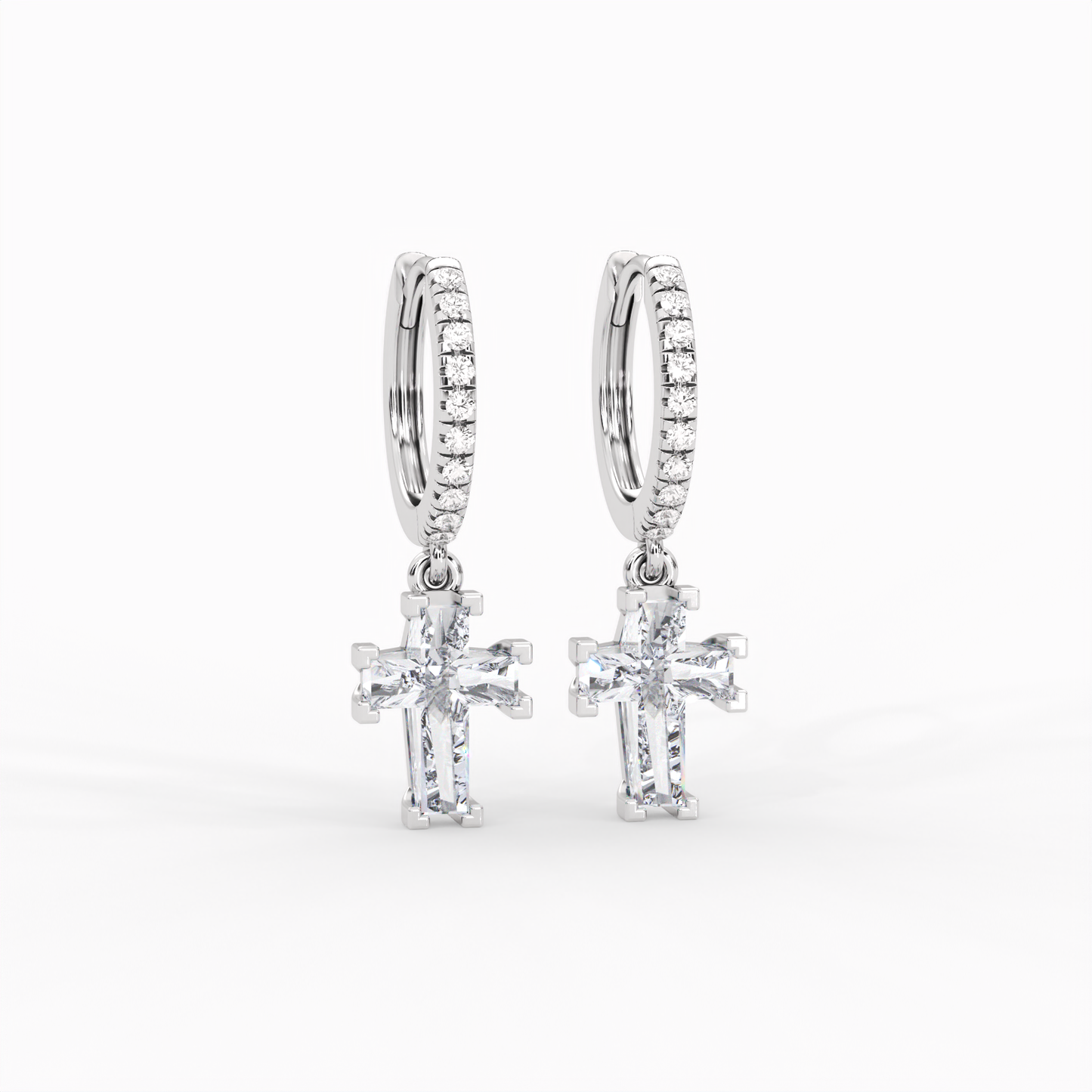 ETERNAL CROSS PAVÉ HOOP EARRINGS