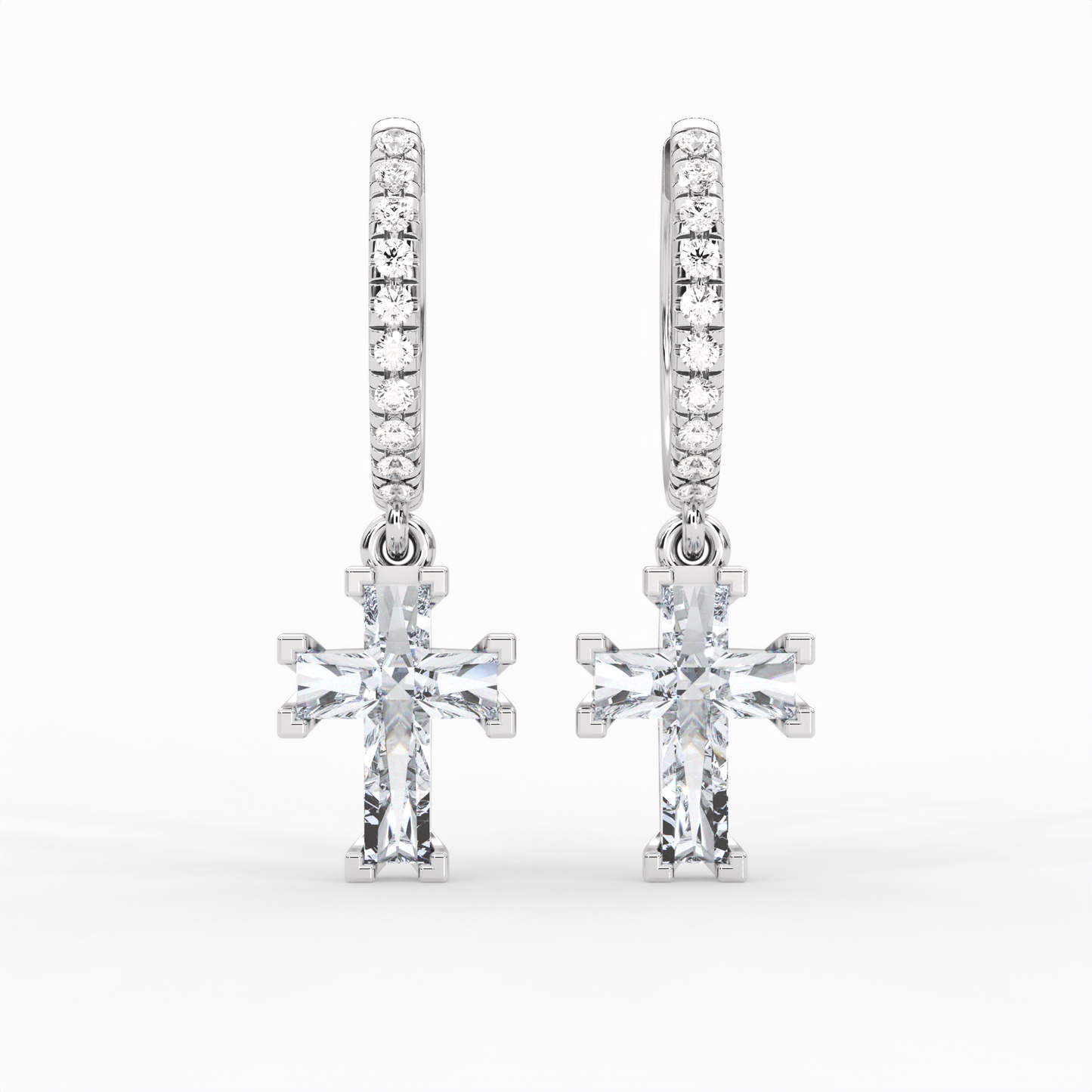 ETERNAL CROSS PAVÉ HOOP EARRINGS