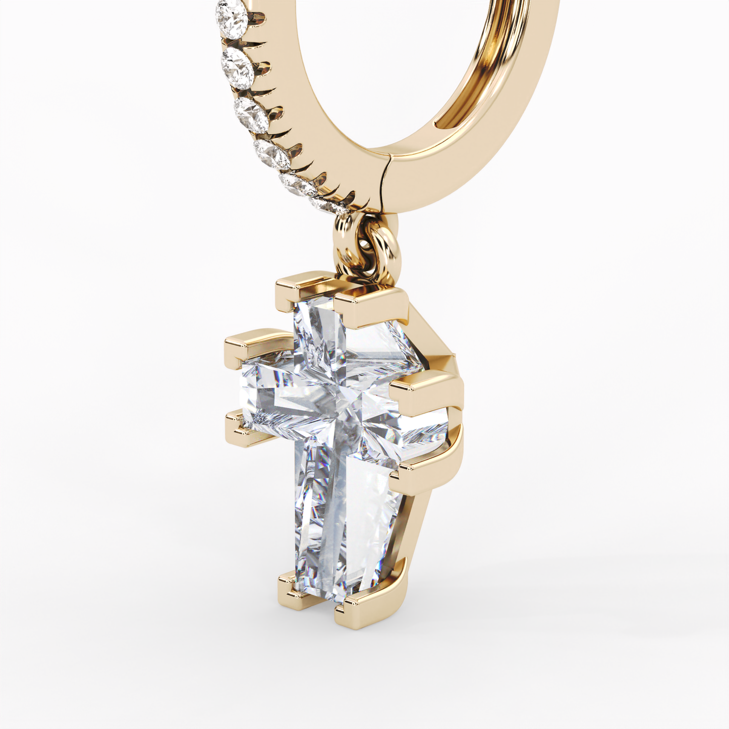 ETERNAL CROSS PAVÉ HOOP EARRINGS