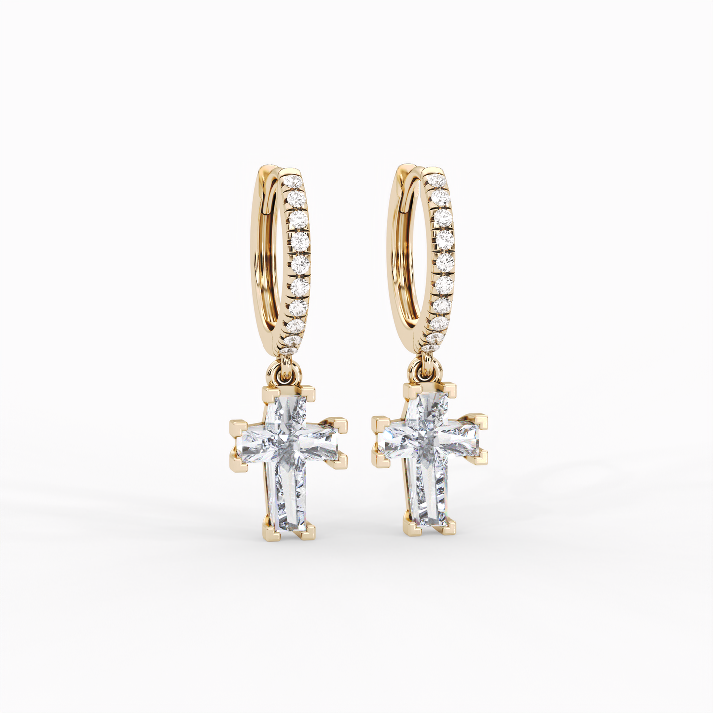 ETERNAL CROSS PAVÉ HOOP EARRINGS