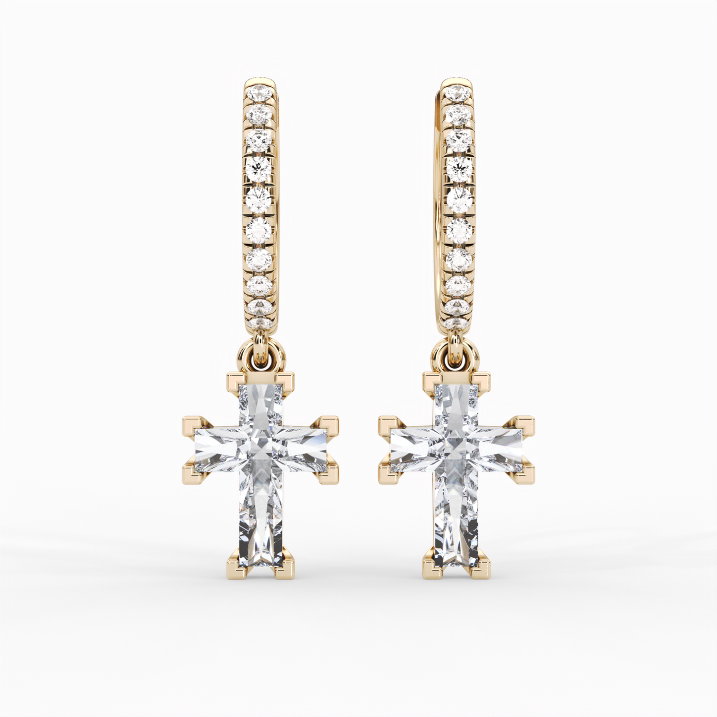ETERNAL CROSS PAVÉ HOOP EARRINGS
