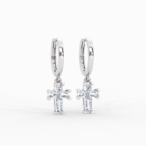 Load image 1 in gallery view. ETERNAL CROSS HOOP EARRINGS