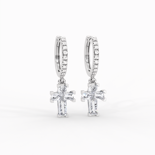 Load image 1 in gallery view. ETERNAL CROSS PAVÉ HOOP EARRINGS