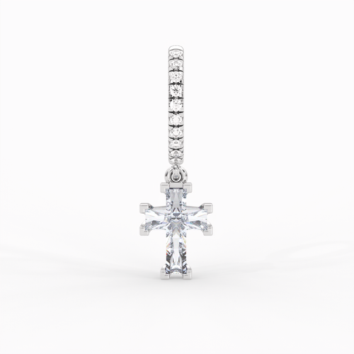 Load image 1 in gallery view. ETERNAL CROSS PAVÉ HOOP EARRINGS