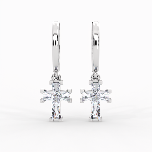 Load image 1 in gallery view. ETERNAL CROSS HOOP EARRINGS