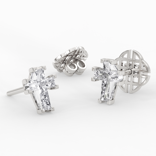 Load image 1 in gallery view. ETERNAL CROSS STUD EARRINGS