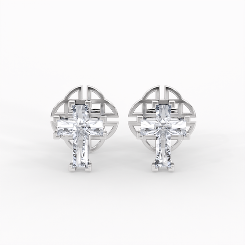 Load image 1 in gallery view. ETERNAL CROSS STUD EARRINGS