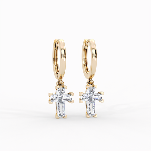 Load image 1 in gallery view. ETERNAL CROSS HOOP EARRINGS