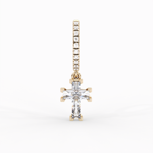 Load image 1 in gallery view. ETERNAL CROSS PAVÉ HOOP EARRINGS