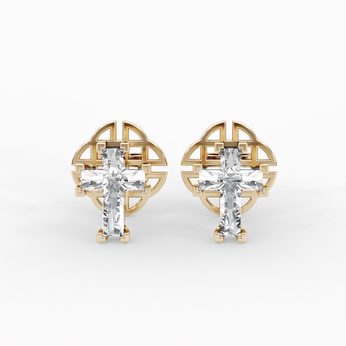 Load image 1 in gallery view. ETERNAL CROSS STUD EARRINGS